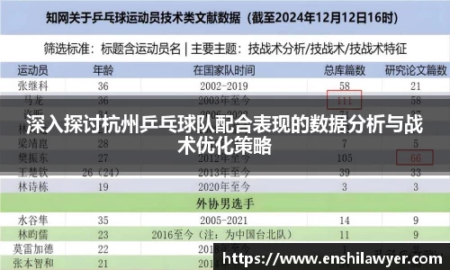 深入探讨杭州乒乓球队配合表现的数据分析与战术优化策略